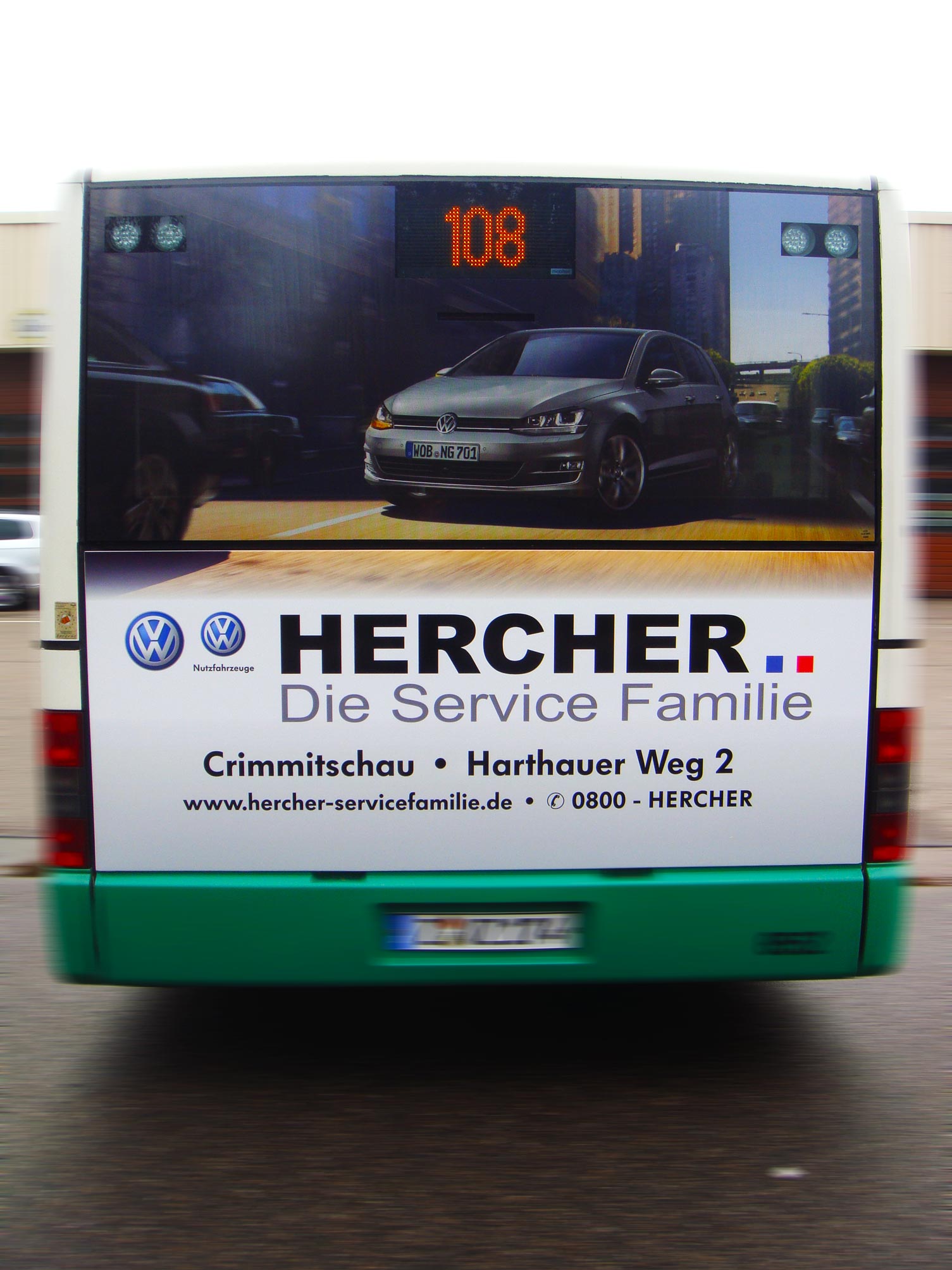 Buswerbung - VW Hercher - Heck