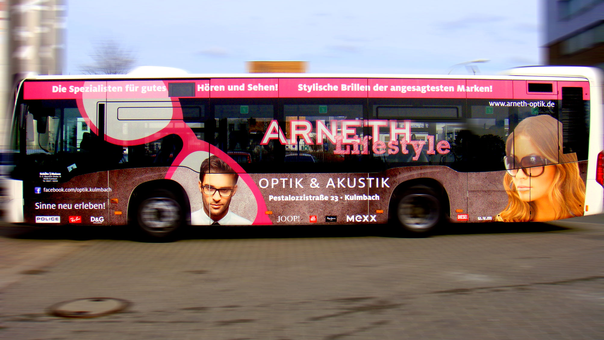 Buswerbung - Arneth Optik - Fahrerseite