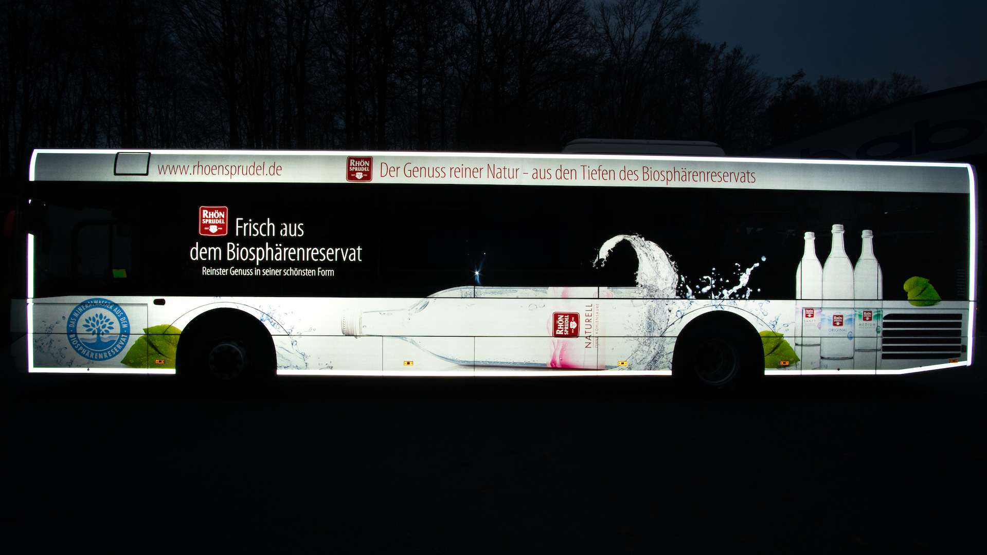 Buswerbung - Leuchtbus - Nacht - Rhön Sprudel - Bayreuth