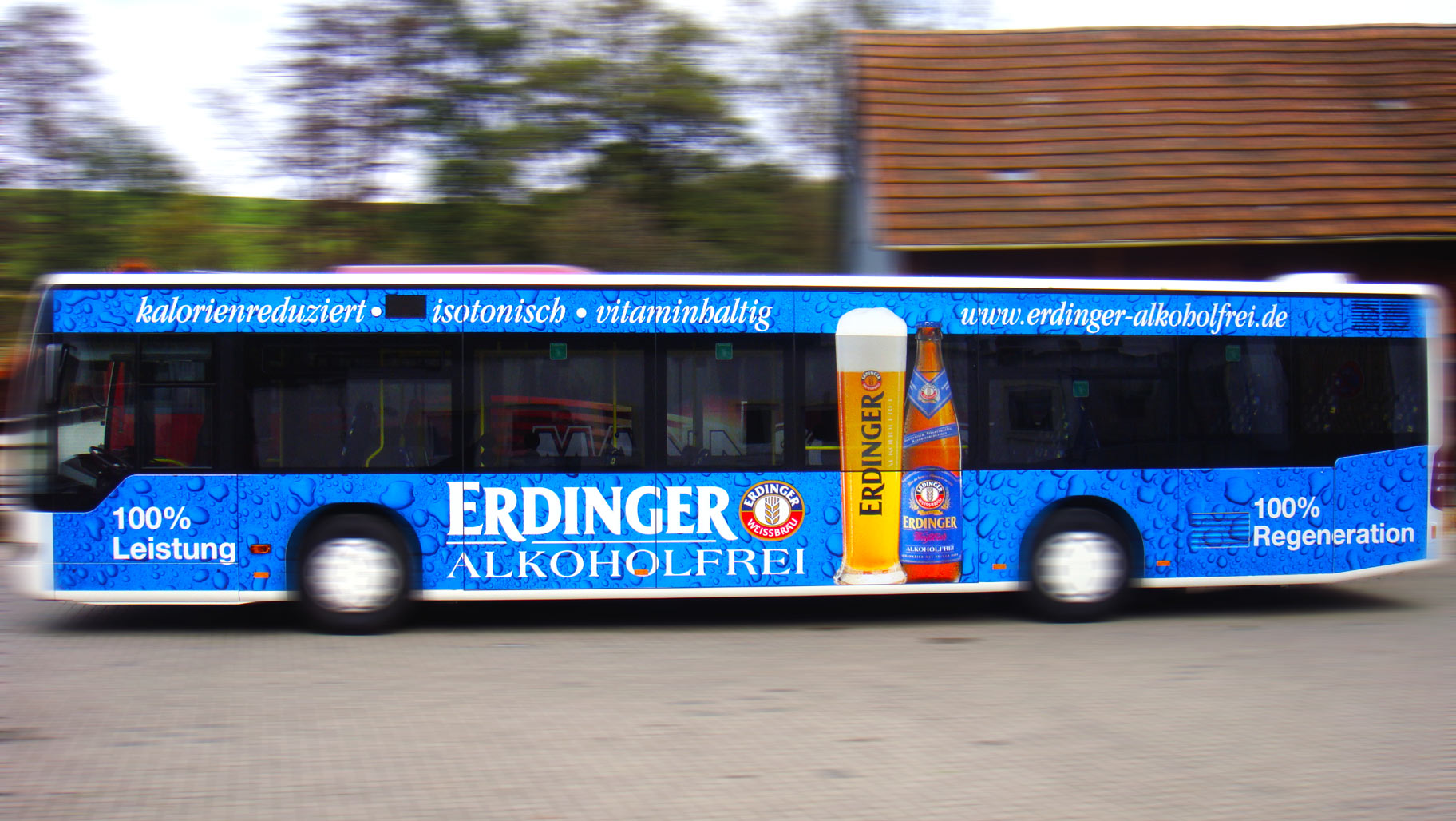 Buswerbung - Erdinger Alkoholfrei - Fahrerseite