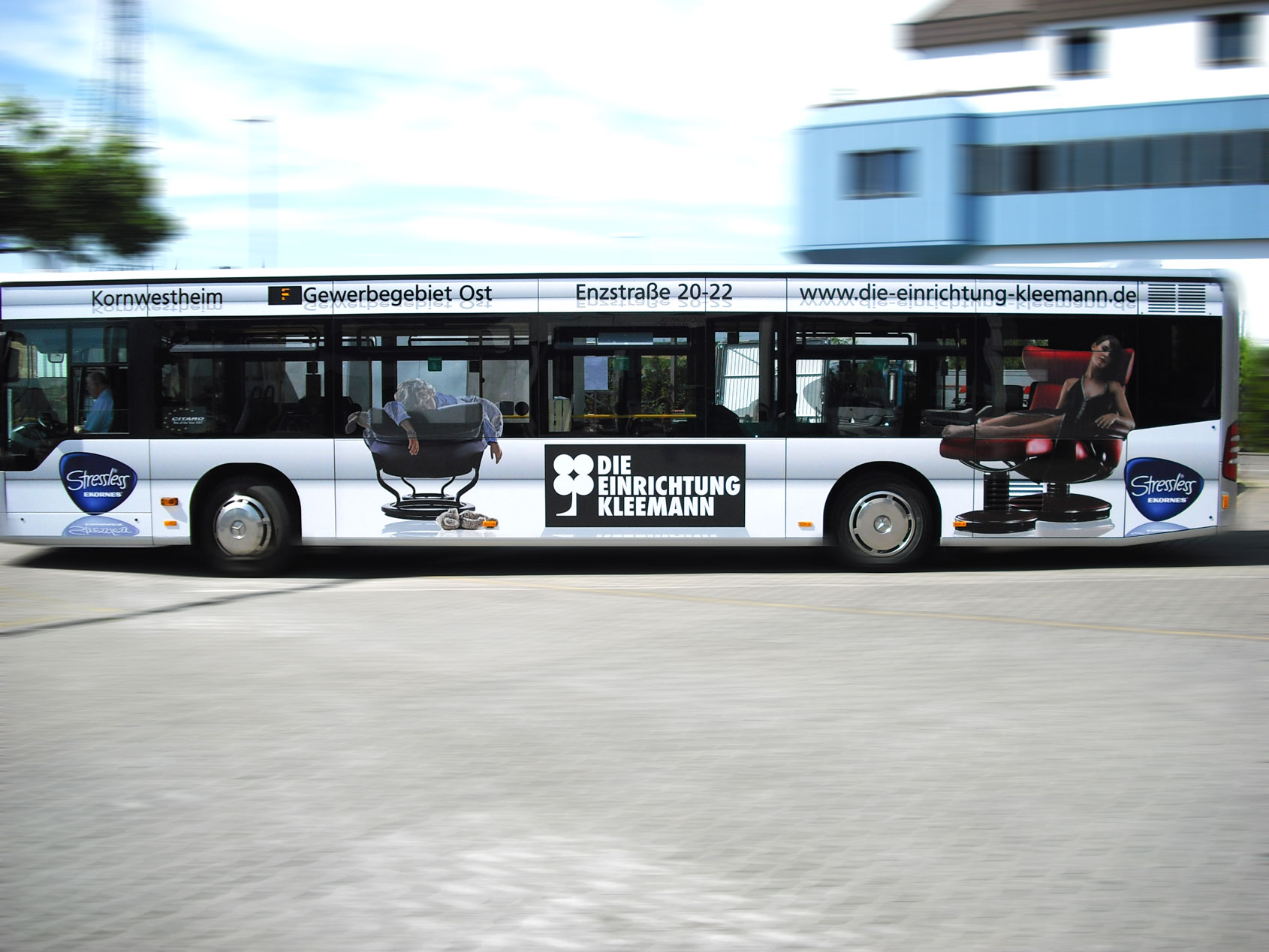 Buswerbung - Einrichtung Kleemann - Fahrerseite