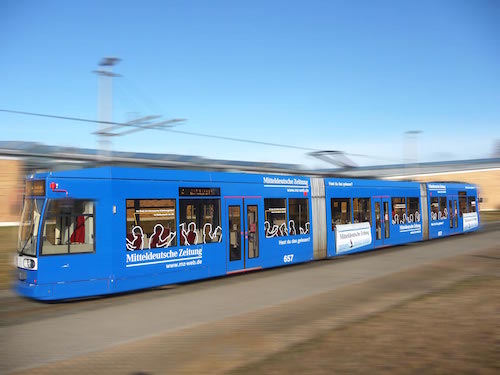 Straßenbahnwerbung in Halle • Mitteldeutsche Zeitung