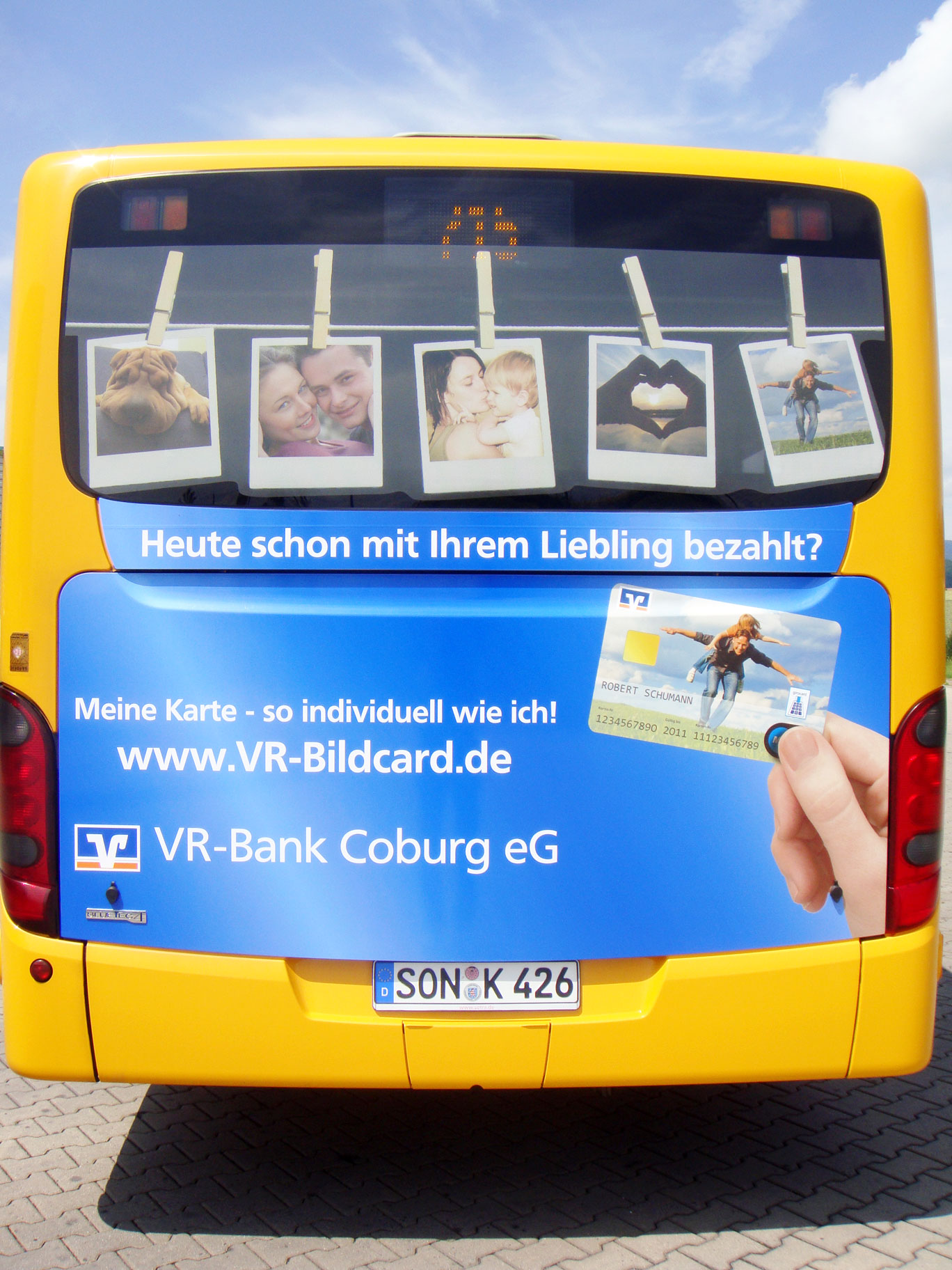 Buswerbung - Volksbank Coburg - Heck
